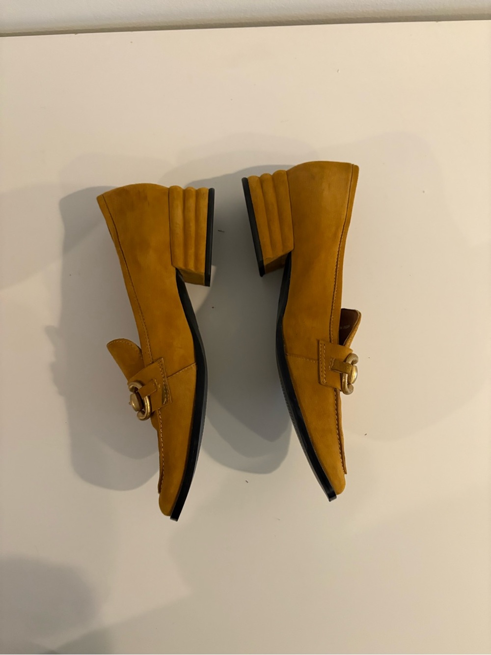 Saint G || Jacqueline Suede Loafer Pump Horsebit Suede Mustard Yellow Gold 41 - Picture 4 of 10